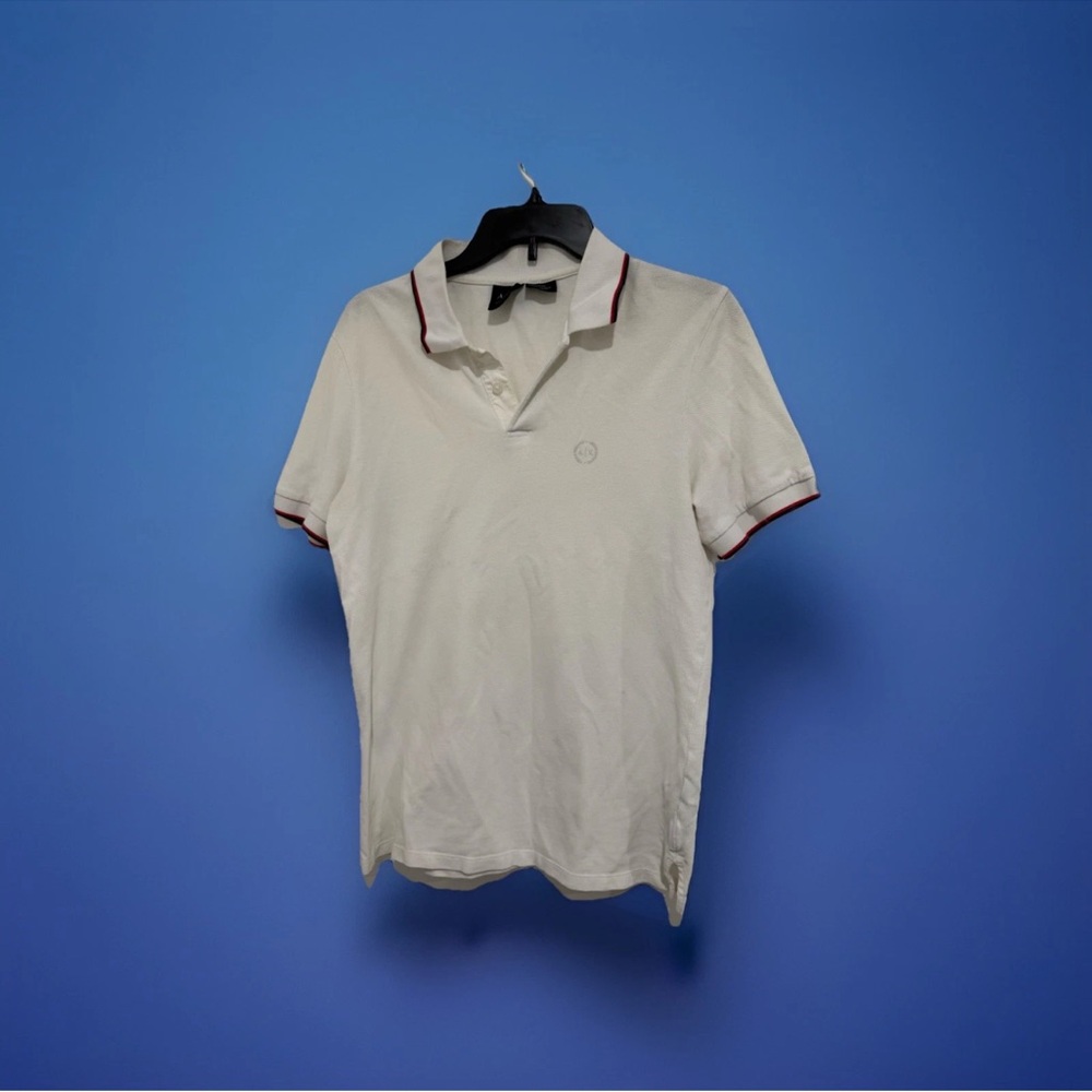Armani Exchange White Polo with Red Accents